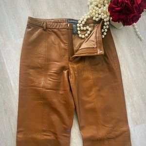Genuine leather chestnut trousers
